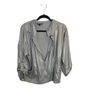 Ralph Lauren Women’s Shimmering Silver Zip Up Hoodie Jacket Size M
